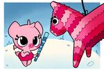 anthro blush_sticker cute eyelashes female gaturo mammal mina pi&ntilde;ata pig pink_body porcine solo young 