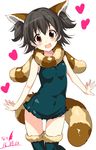  akagi_miria animal_ears bare_arms bare_shoulders black_hair blush brown_eyes covered_navel dated eyebrows eyebrows_visible_through_hair fake_animal_ears fake_tail heart highres idolmaster idolmaster_cinderella_girls looking_at_viewer natsu_(anta_tte_hitoha) nontraditional_school_swimsuit one-piece_swimsuit open_mouth red_panda_ears red_panda_tail school_swimsuit solo swimsuit tail 