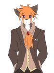  2016 alpha_channel brown_fur clothing frown fur hands_in_pockets jacket looking_at_viewer male mammal multicolored_fur napkin orange_fur owen_(repeat) pants purple_eyes red_panda repeat_(visual_novel) ruby_(disambiguation) scarf shirokoi shirt simple_background solo transparent_background white_fur 