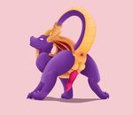 2015 animal_genitalia anus backsack balls belly_scales butt dragon erection feral genital_slit looking_at_viewer looking_back male penis pink_background presenting presenting_hindquarters purple_eyes purple_scales raised_tail sagorashi scales scalie simple_background slit smile solo spread_legs spreading spyro spyro_the_dragon standing video_games wings yellow_countershading yellow_scales 