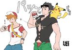 2boys character_request glasses hat multiple_boys muscle pokemon pokemon_(game) pokemon_sm red_(pokemon) red_(pokemon)_(sm) tagme torn_clothes yaoi 