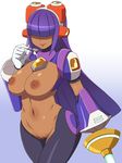  areola big_breasts breasts capcom clothed clothing dark_skin hair humanoid konboi layer machine mega_man_(series) mega_man_x_(series) melee_weapon nipples partially_clothed purple_hair pussy reploid robot smile sword video_games weapon 