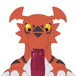  2016 ambiguous_gender animated balls digimon duo fellatio feral fin guilmon hi_res male oral penis scalie sex simple_background white_background xanthor yellow_eyes 