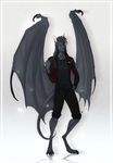  anthro canine clothed clothing demon fur hair hybrid looking_at_viewer male mammal smile solo standing unistaart wings 