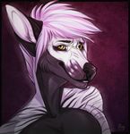  anthro canine female fur hair looking_at_viewer mammal smile solo stripes unistaart 