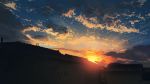  absurdres backlighting banishment blurry cloud dark depth_of_field highres house light_rays no_humans original rooftop scenery sky sunlight sunset tile_roof town 