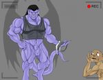  angry arkanoego balls bavel bottomless clothed clothing disney drooling gargoyle gargoyles goliath_(gargoyles) lexington_(gargoyles) male muscular nipples penis precum recording saliva thick_penis underwear vein veiny_penis wings 