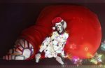  anthro canine christmas christmas_lights female hat holidays looking_at_viewer mammal nude pussy santa_hat sitting smile solo thick_thighs unistaart 