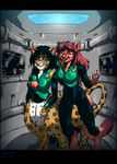  alien anthro better_version_at_source black_hair bottomless breasts cat chakat chakona_space clothed clothing duo feline female forestwalker hair m&#039;lai mammal neofur red_hair tagme taur 