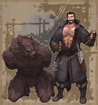  abs angry anthro bound canine chain clothing fur grin hairy human male mammal muscular muscular_male nude paddle pockyrumz trenchcoat were werewolf wolf 
