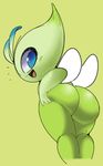  butt celebi legendary_pok&eacute;mon looking_at_viewer nintendo pok&eacute;mon robbonp simple_background solo video_games wings 