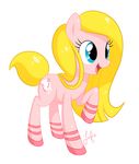 2011 albadune blonde_hair blue_eyes cartoon_network cutie_mark dee_dee dexter&#039;s_laboratory earth_pony equine eyelashes female feral fur hair horse long_hair mammal mostly_nude my_little_pony open_mouth pink_fur ponification pony simple_background smile solo style_parody white_background 