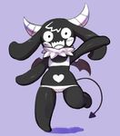  &lt;3 black_body blush clothed clothing demon failure_succubus female horn long_ears noill open_mouth skimpy smile spade_tail wings 