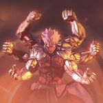  1boy asura&#039;s_wrath asura_(asura&#039;s_wrath) capcom cyber_connect_2 epic glowing glowing_eyes highres ilya_kuvshinov manly monster_boy multiple_arms solo white_eyes white_hair 