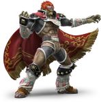  1boy absurdres armor cape dark_skin earrings full_body ganondorf gerudo highres jewelry male_focus nintendo official_art pointy_ears red_hair short_hair simple_background smile solo super_smash_bros. super_smash_bros._ultimate the_legend_of_zelda the_legend_of_zelda:_ocarina_of_time white_background 