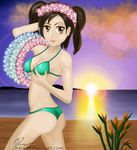 1girl ass beach brown_hair mario_golf nintendo plum_(nintendo) 