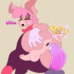  anus balls boon_(vimhomeless) bow_tie clothed clothing crossdressing equine eyes_closed gloves hair hand_on_butt horn male mammal open_mouth partially_clothed penis pink_hair unicorn vimhomeless 
