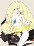  1girl bare_shoulders blonde_hair cheating gladio_(pokemon) green_eyes hetero incest lusamine_(pokemon) mother_and_son pokemon pokemon_(game) pokemon_sm sex sketch spoilers uncensored zaitsu 