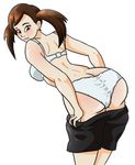  1girl ass brown_eyes brown_hair mario_golf nintendo plum_(nintendo) solo underwear undressing 