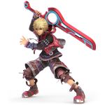  1boy absurdres blonde_hair blue_eyes full_body highres jacker male_focus monado nintendo official_art short_hair shulk simple_background solo super_smash_bros. super_smash_bros._ultimate sword weapon xenoblade_(series) xenoblade_1 