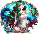  armlet bad_id bad_pixiv_id bishoujo_senshi_sailor_moon deep_aqua_mirror dress elena_ivlyushkina flower green_eyes green_hair jewelry kaiou_michiru long_hair necklace neptune_symbol rose smile solo starfish transparent_background wavy_hair white_dress 