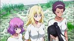  4girls animated animated_gif black_hair blonde_hair brown_hair kawai_hanabi keijo!!!!!!!! kusakai_mio kyoko_shirayuki multiple_girls purple_hair subtitled swimsuit 