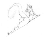  anthro breasts female hair horn simple_background sketch solo t3gray traditional_media_(artwork) 