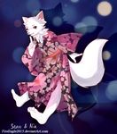  &lt;3 2016 blush canine clothing fox japanese_clothing jumping kimono male mammal senz 