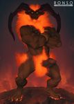  anthro balls bangle claws crossed_arms dragon ear_piercing erection final_fantasy fire forge_(artist) glowing glowing_eyes horn ifrit jewelry looking_at_viewer male mane muscular muscular_male nude penis piercing retracted_foreskin solo square_enix uncut video_games 