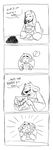  anthro black_and_white boss_monster caprine clothed clothing comic dialogue excited eyes_closed goat human mammal monochrome protagonist_(undertale) retrodynamics simple_background speech_bubble text toriel undertale video_games 
