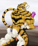  anthro anus balls dildo feline male mammal penis rwolf sex_toy solo tiger 
