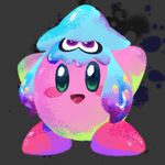 2016 alien ambiguous_gender blush cephalopod crossover duo green_eyes happy inkling kirby kirby_(series) male marine mask nintendo not_furry open_mouth purple_eyes splatoon squid tentacles video_games waddling_head 弔花 