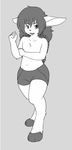  barefoot big_ears clothed clothing flat_colors gesture greyscale hair kalapean lagomorph long_hair looking_at_viewer male mammal monochrome navel shorts tight_clothing topless vulapa vulapa_y_taljeek walking 