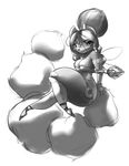  anthro bandage big_breasts big_tail breasts canine cleavage clothed clothing conditional_dnp fairy female fox greyscale hair krystal mammal monochrome nintendo solo staff star_fox tattoo thick_thighs video_games wings xopachi 