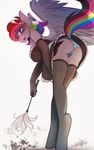  anthro blue_eyes blush caught clothed clothing equine fan_character female hair looking_at_viewer looking_down maid_uniform mammal multicolored_hair my_little_pony open_mouth panties pegasus raised_eyebrows solo tongue underwear uniform upskirt wings zero-sum 