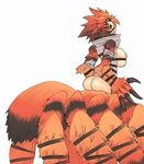  1girl arachne ass breasts brown_eyes claws extra_eyes full_body insect_girl large_breed_(monster_musume) monster_girl monster_musume_no_iru_nichijou multiple_legs orange_hair sharp_teeth signature solo spider_girl teeth 