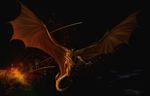  ambiguous_gender claws dragon feral flying horn isvoc membranous_wings open_mouth scales solo spread_wings teeth wings yellow_scales 