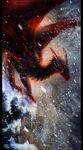  digital_media_(artwork) dragon horn isvoc membranous_wings nude red_skin scales snow wings yellow_eyes 