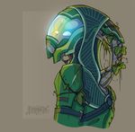  2016 alien armor brown_background colored dal&#039;korin_vas_nautlesh digital_drawing_(artwork) digital_media_(artwork) fan_character feranta green_clothing helmet humanoid light male mass_effect quarian shaded signature simple_background solo video_games 