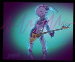  2016 2_toes 3_fingers alien bass_guitar blue_markings border chibi colored cute digital_drawing_(artwork) digital_media_(artwork) eyes_closed fan_character feranta full-length_portrait holding_object humanoid jewelry light loganhen male markings mass_effect musical_instrument necklace nude portrait purple_body shaded signature smile solo standing toes toony turian video_games 