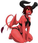  alpha_channel areola_slip big_breasts bikini black_sclera breasts clothing curved_horns demon facial_piercing female horn humanoid invalid_tag lip_piercing lipstick makeup membranous_wings piercing red_areola red_skin sinful-spector slit_pupils solo swimsuit wings yellow_eyes 