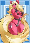  2016 anthro areola blonde_hair blue_eyes breasts cutie_mark equine fan_character female hair horn mammal my_little_pony nipples scarlet_rose solo sparkles suddenhack unicorn 