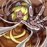  cave foreshortening highres kurodani_yamame no_pupils open_mouth outstretched_hand peroponesosu. silk smile solo spider_web touhou underground upper_body 