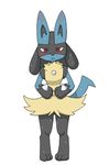  2014 blush braixen canine digital_media_(artwork) embarrassed enon jackal lucario mammal nintendo pok&eacute;mon simple_background standing tagme video_games white_background 