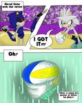  clothing comic dialogue gloves hedgehog male mammal metal_sonic sandunky silver_the_hedgehog sonic_(series) sport text video_games volleyball yellow_eyes 