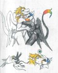  angel angel_dragon anthro avian bite cerezo dragon drugs feathered_wings feathers fur gryphon happy headphones hug leoketsal male male/male marijuana multicolored_fur rainbow rainbow_fur romantic_couple scalie siegfried skoop smile wings 