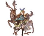  animal bag bird boots brown_eyes brown_hair bunny capelet deer dress full_body gloves granblue_fantasy hat holding jasmine_(granblue_fantasy) knee_boots long_hair looking_away minaba_hideo official_art open_mouth smile squirrel transparent_background 