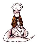  androgynous cloak crusch_lulu full_body lizard no_humans overlord_(maruyama) solo tail tattoos white_background zana 