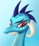  2016 blue_scales dragon female feral friendship_is_magic horn jeki looking_at_viewer my_little_pony portrait princess_ember_(mlp) red_eyes scales scalie smile solo 