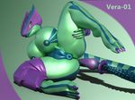  3d_(artwork) android anthro buttplug cyber_dragon digital_media_(artwork) dragon female green_skin idsaybucketsofart machine reptile robot scalie sex_toy solo tattoo tribal_tattoo vera-01 